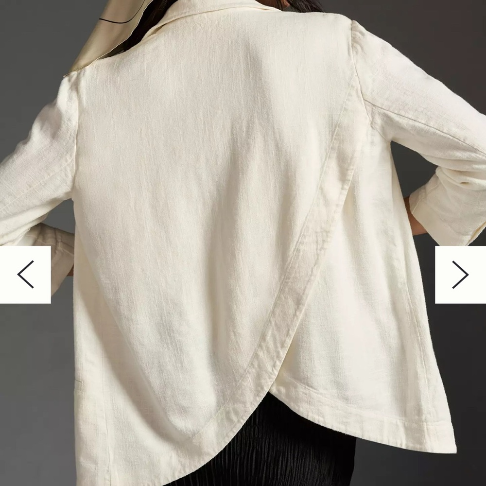 Linen Tulip Blazer by Anthropologie – Lightweight Linen Viscose Layer, Size 6 - Picture 7 of 14